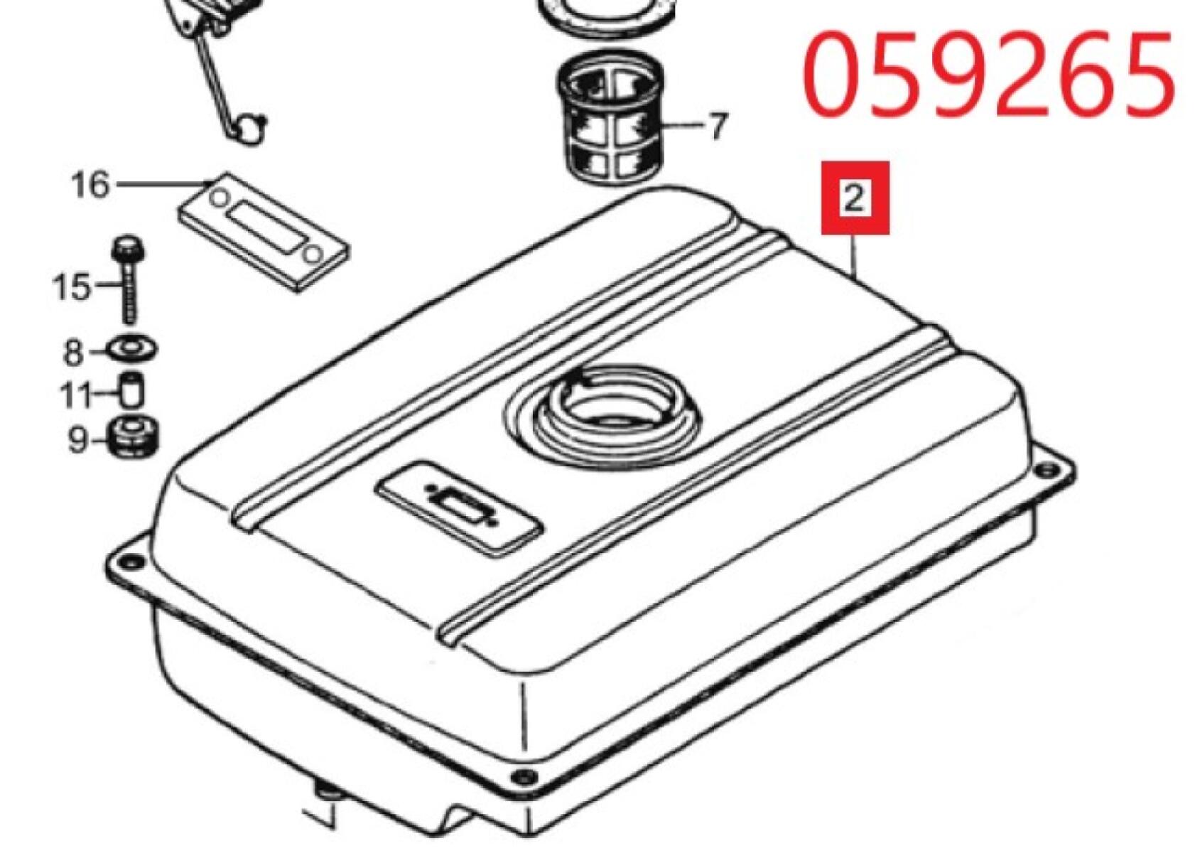 Бак топливный SGG 6000(..),190F (25 л) / Fuel tank (16510/2.8GF-3) Бак топливный SGG 6000(..),190F (25 л) / Fuel tank (16510/2.8GF-3)