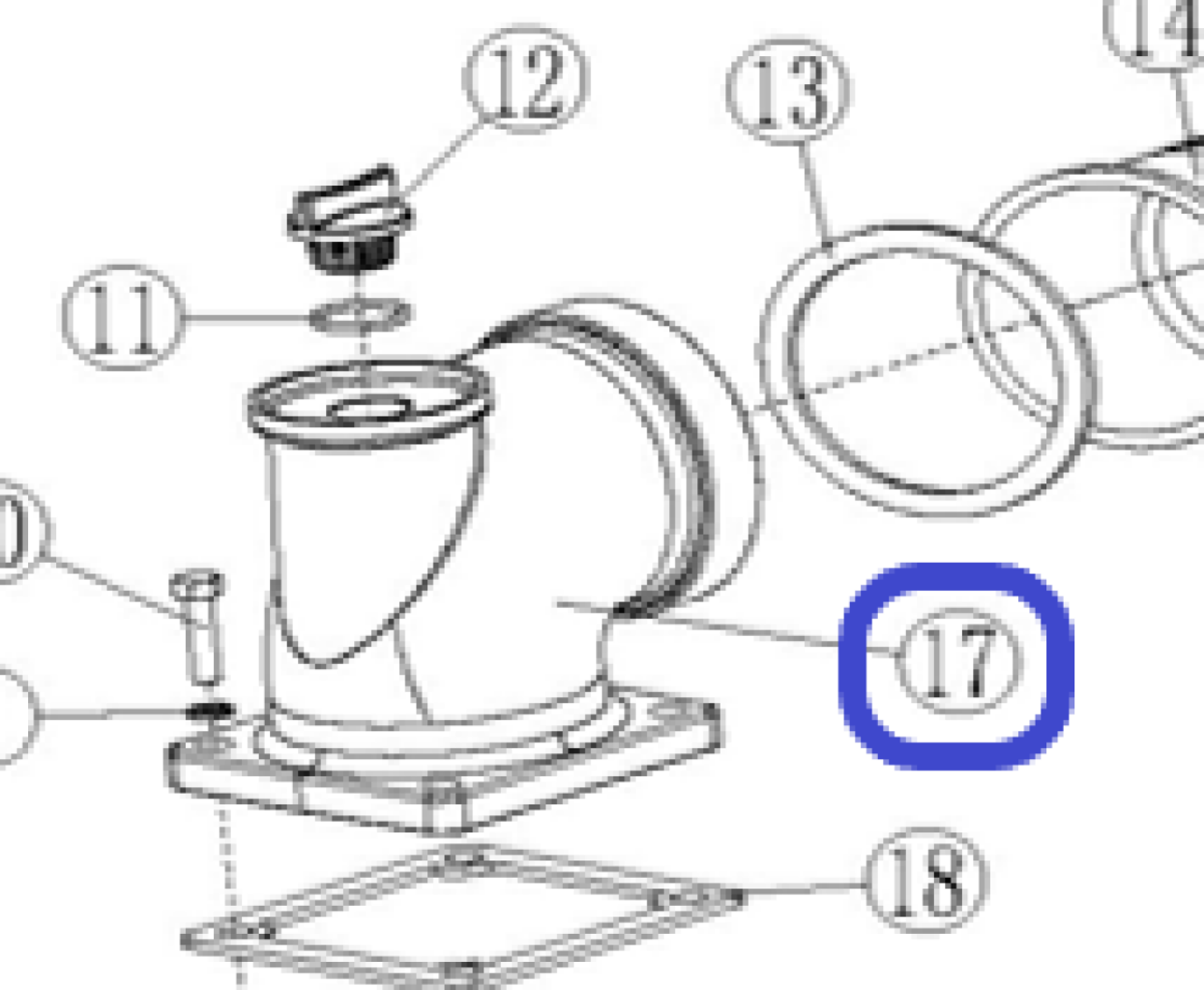 Фланец помпы выпускной TSS PGT100/Outlet/4-inch water pump/G thread/with 188 engine PGT100, №17 (70010-00509-00) Фланец помпы выпускной TSS PGT100/Outlet/4-inch water pump/G thread/with 188 engine PGT100, №17 (70010-00509-00)