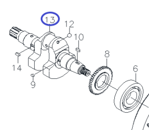 Вал коленчатый Diesel 188FE/Crank Shaft Assy, №13 (20011-00382-00) Вал коленчатый Diesel 188FE/Crank Shaft Assy, №13 (20011-00382-00)