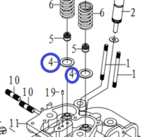 Прокладка пружины клапана Diesel 188FE/Valve Spring Gasket, №4 (30139-00080-00) Прокладка пружины клапана Diesel 188FE/Valve Spring Gasket, №4 (30139-00080-00)