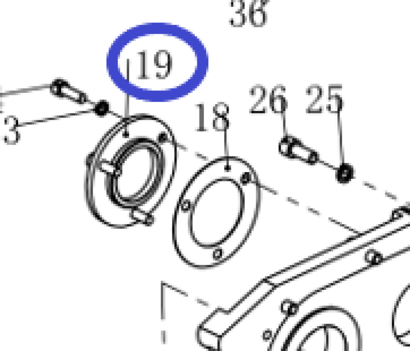 Крышка подшипника вала ведомого TSS-WP265YH/Bearing cover / shut-off, №19 (CNP330Y003-19) Крышка подшипника вала ведомого TSS-WP265YH/Bearing cover / shut-off, №19 (CNP330Y003-19)